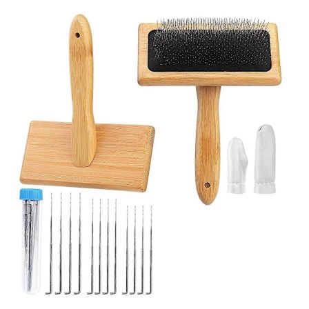 2 kpl Villakarstoja, Käsikarstat Villan Neulahuovutukseen, Harja Puiset Villakarstat Neulahuovutus Villa Neulalla - Täydellinen