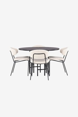 Venture Home - Ruokailuryhmä Copenhagen ja ruokapöydän tuolit Chico, 4 kpl - Musta - Ruokailuryhmä 4 hengelle - - Homeroom