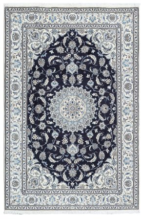 198X298 Tapis D'orient Naïn Gris Foncé/Gris (Laine, Perse)