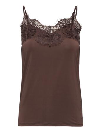 Slcaya Singlet T-shirts & Tops Sleeveless Brun Soaked In Luxury*Betinget Tilbud