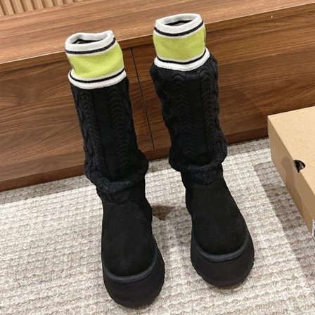 Ullstrumpor stövlar knähöga dam vinter bomull svart 39 Svart 39