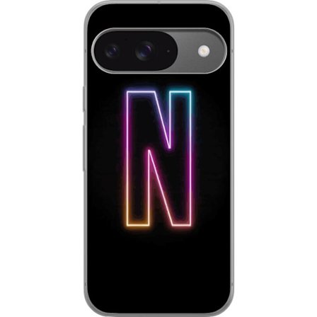 Kompatibel Mobilcover til Google Google Pixel 9 Pro Minimalistisk neonbogstav N i farveskiftende lys mod sort baggrund