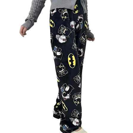 Pyjamas Bukser Anime Tegneserie Pyjamas Bukser til Kvinder Piger Batman All Over Print Fuzzy Flanel Sødt Nattøj
