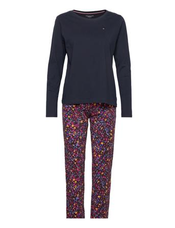 Ls Tee & Jersey Pant Pj Set Pyjama Navy Tommy Hilfiger