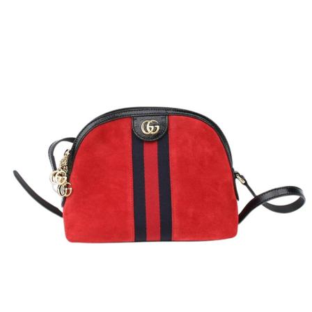 Gucci Vintage, Pre-owned Small Ophidia Suede Leather Crossbody Bag Rood, Dames, Maat:ONE Size,nubuck