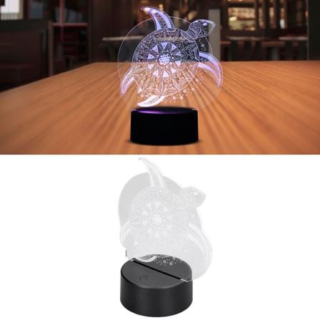 3D-nattlys i form av havskilpadde med 7 farger, berøringskontroll, LED-nattlys i akryl, USB-drevet nattbordslampe for barn