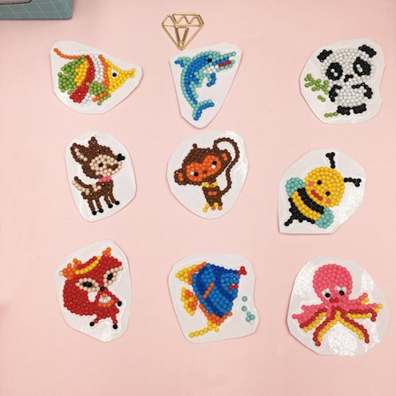 (9-pack, Djur) Barn Diamantmålningskit DIY Målning efter Nummer