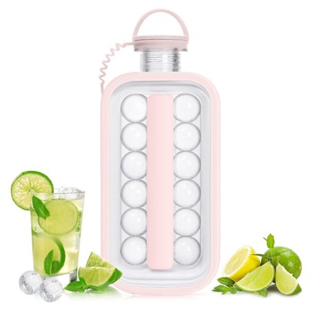 Reusable Silicon Clear Ball Ice Maker Maker Mold Bottle Kettle 2 In 1 Portable Ice Ball Maker