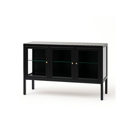 Carmen Sideboard 3 Türen Schwarz Modernes Design Elegante Fronten Viel Stauraum für Wohnzimmer 84cm Höhe Zeitloser Stil Edle Optik