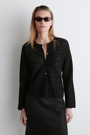COS Women's Pleated Knitted Cardigan in Black