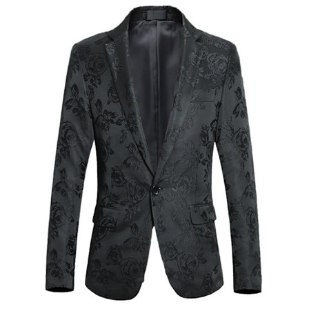Herrblommig smokingkavaj i ros, broderad kostymjacka
