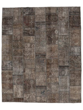 Hand Knotted Persian Patchwork Rug 255X255 Brown/Black