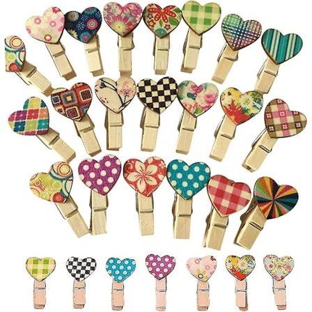 -50 st Mini Hjärta Trä Klädnypor Trä Fotoklämmor Färgglada Klädnypor Mini Klämmor Hantverk Diy Fotoklämma Pappersklämma För Dekor Alla Hjärtans Dag db