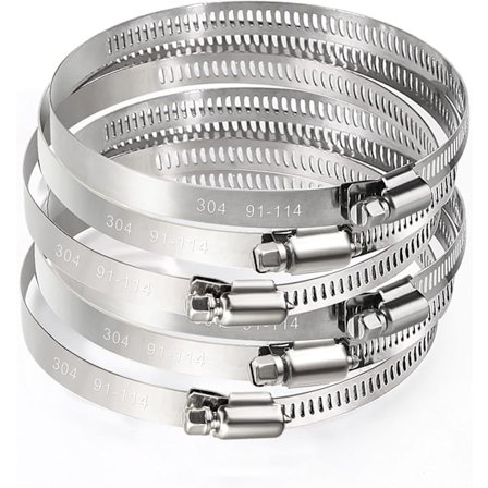 4 tommer slangeklemme justerbar 304 rustfrit stål rør lås 6 stykker justerbar snekkegear 91mm-114mm snekke slangeklemme (91-114mm)