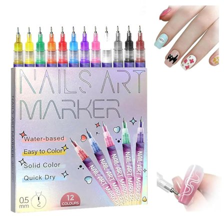 12 stk. Neglekunst Pen Markør Sæt 0,5 mm Fin Spids til Præcis Graffiti Tegning