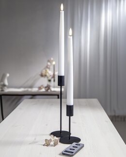 LED antik stearinlys flamme 2-pak + fjernbetjening Hvid