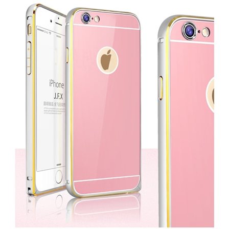 JFX Metallbumper-skal till iPhone 6 /6S (Rose gold - Silver)