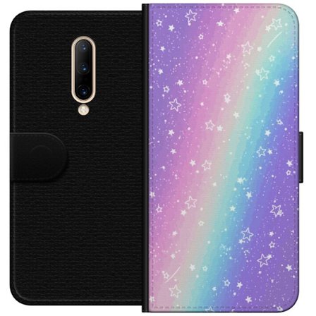 Kompatibel Tegnebogsetui til OnePlus 7 Pro Rainbow-farvet pastelbaggrund med hvide stjerner og glitrende prikker i blød overgang