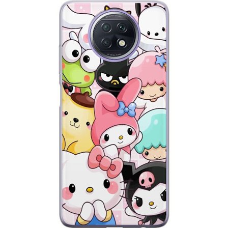 Kompatibelt Mobildeksel til Xiaomi Redmi Note 9T Tett mønster av søte figurer med store øyne i ulike farger og uttrykk med LABUBU-tekst