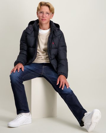 Polo Ralph Lauren Ripstop Down Hooded Jacket Schwarz Jacken Jungen - Kids Brand Store