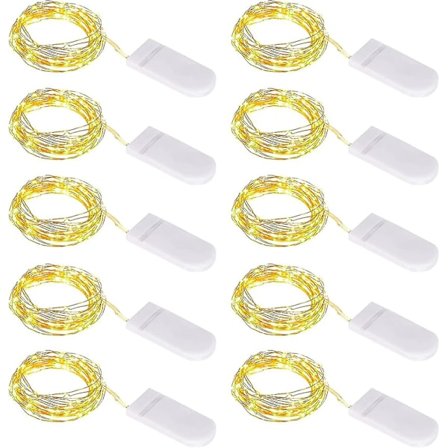 10 st LED Ljusslinga Batteri, Ljusslinga Liten Med Batteri, 1m 10 Micro