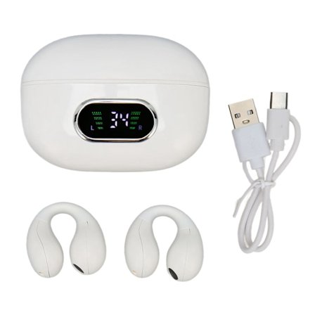 Bluetooth Oversætter Earphone 144 Sprog Stereo Clip On Oversættelses Earbuds med Opladningsetui til Android til IOS Hvid