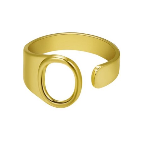 Guldpläterad ring med bokstäver minimalistisk justerbar