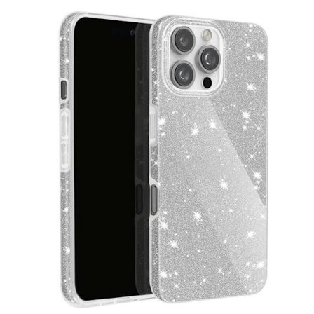 iPhone 16 Pro skal - AVIZAR - Silver Glitter - Rep- och stöttålig