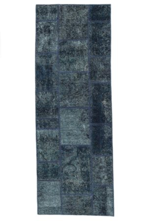 Tapis Patchwork 73X206 De Couloir Noir/Bleu Foncé (Laine, Perse/Iran)