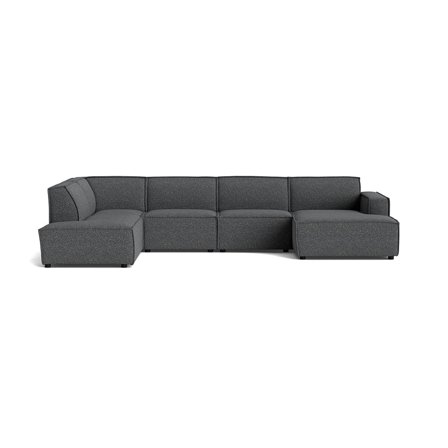 Lyon U-Form Sofa, rechts in Puente Grau/Blau, modernes Design, komfortable Polsterung für das Wohnzimmer, hochwertige Verarbeitung, 80cm.
