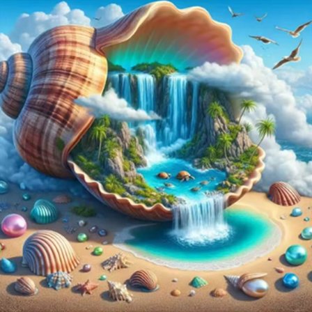 Fuld Rund Diamant Maleri Konkylie Diamant Mosaik Vandfald DIY Skal Broderi Abstrakt Landskab Hjem Dekor