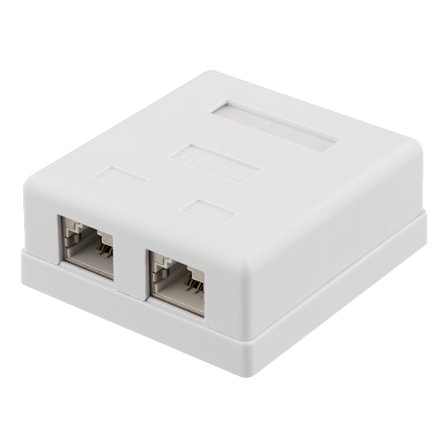 Shielding network wall socket Surface FTP 2xRJ45 Cat6A white