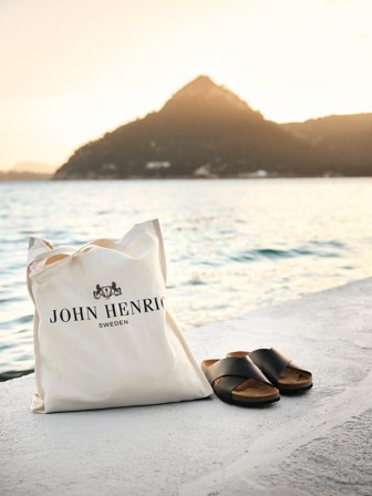John Henric Men's Light Beige Canvas Tote Bag Cotton Size Onesize