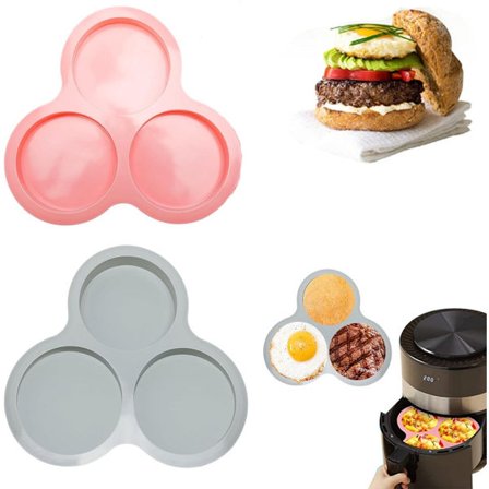 Airfryer Eggeform Pakke med 2 10 cm Eggeform Eggeringer Gjenbrukbare BPA-frie Luftform Kokeringserstatning for Bakepapir Baking Hamburgerringer Grå