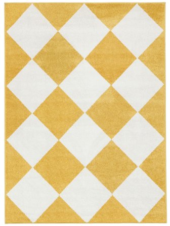 Indoor/Outdoor Rug Geometric Washable Puzzle - White/Yellow 200X300 In Modern Style