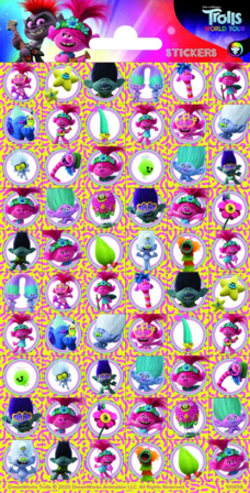 Klistermärke Trolls - mini 60 st - Trolls Kalas Dekoration - Kalaslagret.se