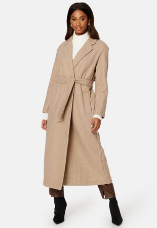 ONLY - Trillion Belt X-Long Coatigan - Mocha Meringue Melan - Kläder - - Bubbleroom
