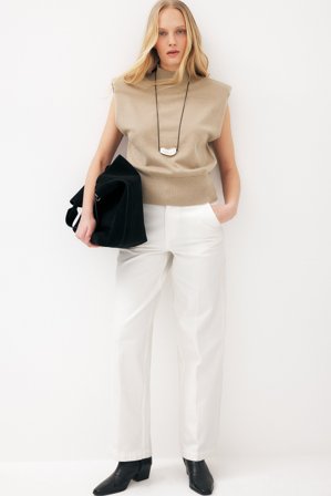 NA-KD High Waist Pleat Detail Denim - Wide Leg Jeans - Hvid - EU 34