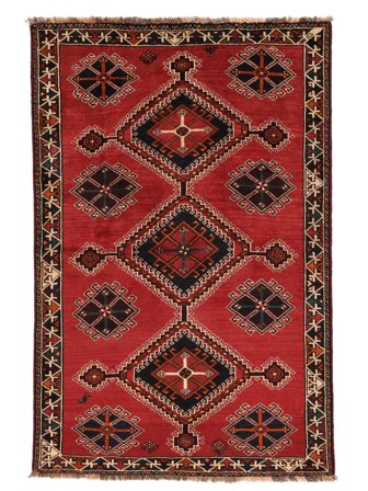Ghashghai Fine Teppe Håndknyttet 136X205 Mørk Rød/Svart Persia