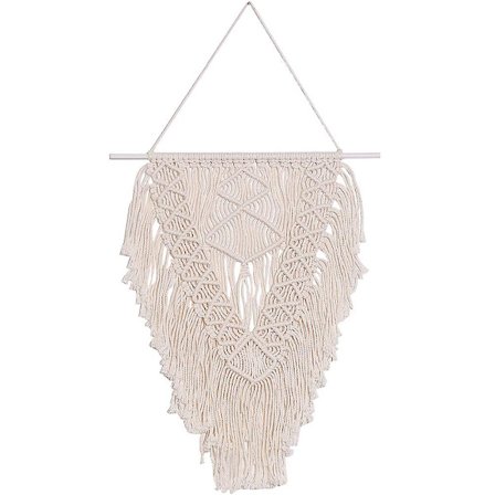 Håndvevd veggteppe dekorativt veggteppe hjem DIY veggteppe (35X32CM, beige)