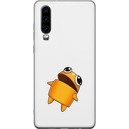 Kompatibel Mobilcover til Huawei Huawei P30 Orange tegnet figur med store øjne og dynamisk pose i legende stil