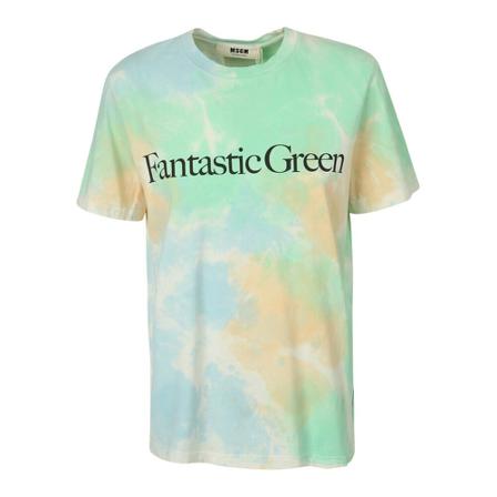 Msgm, Graphic print T-shirt Zielony, Kobieta, Rozmiar: XS