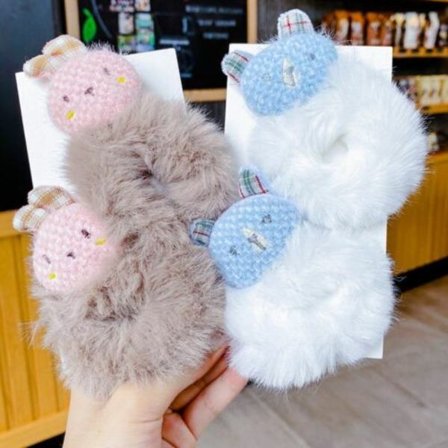4pcs For Girls Korean Scrunchies Plush Ponytail Holder Women Hair Rope Hair Ties