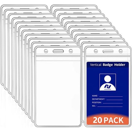 20 st vertikala extra tjocka ID-korthållare, genomskinlig plast ID-bil