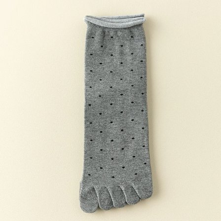 pairs grey-3 Par Kvinnors Tåstrumpor med Polka Dot-mönster, Högkvalitativa Bomullsstrumpor i Mellanvadshöjd med Separerade Tår