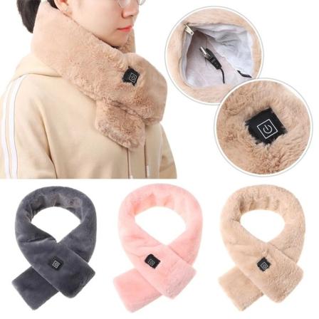 Faux Fur Elektrisk Uppvärmd Halsduk Vinter Sjal Grey