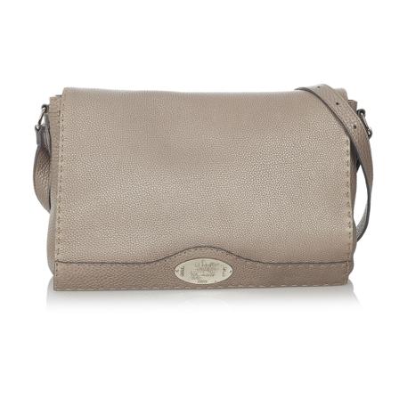 Fendi Vintage, Pre-owned Selleria Leather Crossbody Bag Bruin, Dames, Maat:ONE Size