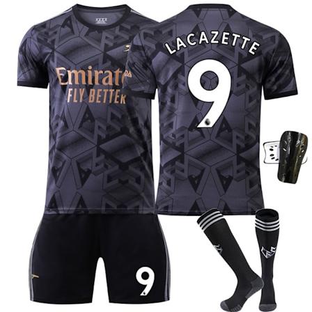 22-23 Arsenalin vieraspelipaita musta nro 7 Saka 9 Lacazette 19 Pepe 14 Aubameyang jalkapalloasusetti No. 9 w/ Socks & Gear M