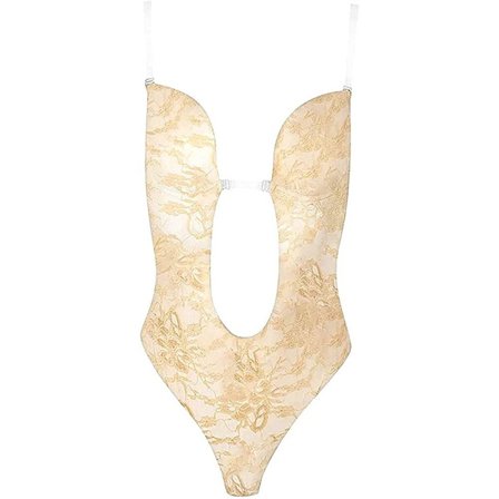 U Plunge Backless Underwear Invisible Push Up BH GOLD M
