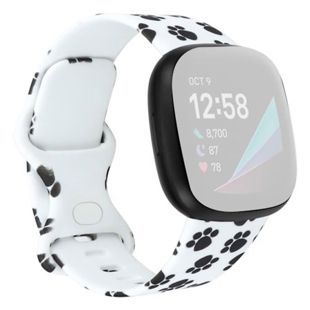 Unique pattern in silicone watch band for Fitbit Versa 3 - Cute Paw Print / Size: L